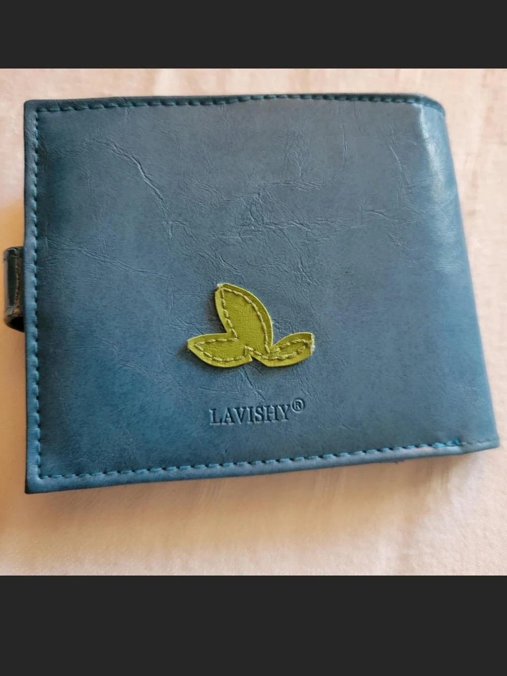 Lavishy Teal Daisy Appliqué Card Holder Wallet